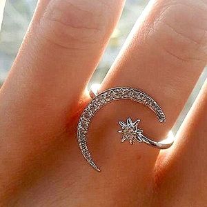 Adjustable Crescent Moon & Star Rings